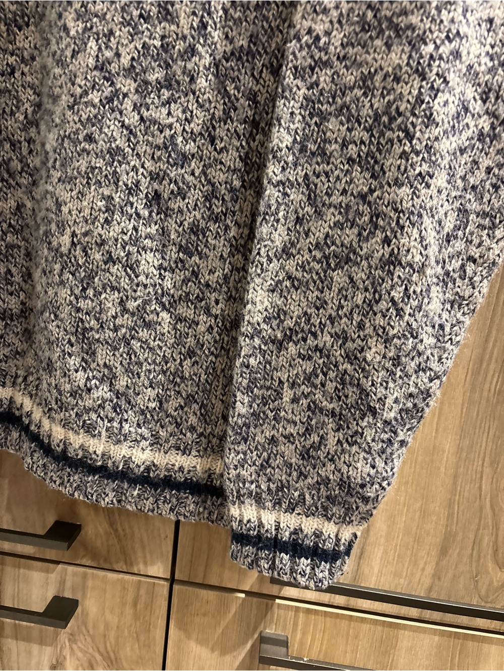 Vintage B.C. Clothing Wool Blend Marled Turtleneck Sweater Blue Cream Cabinecore - Picture 3 of 12